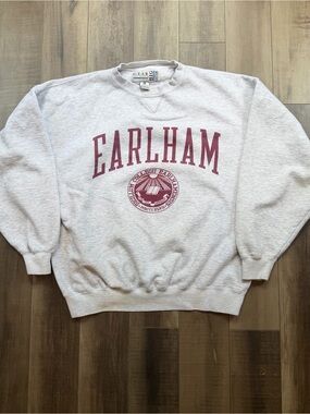 Vintage 90's Earlham College Gear Heavyweight Crewneck Sweatshirt Gray Sz XL